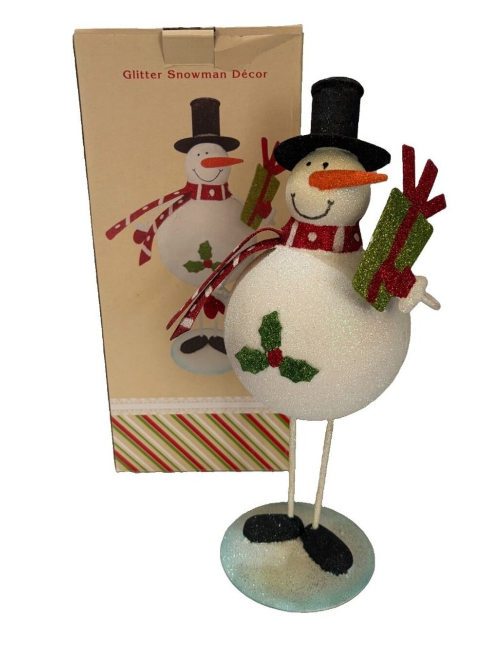 Cracker Barrel Glitter Snowman Decor 12” Christmas Figurine